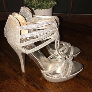 Silver sparkly heels